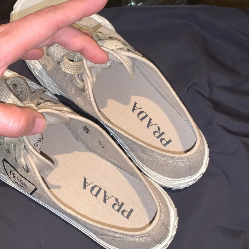 Prada Low Top Beige Sneakers Size 39.5 - Picture 5 of 17